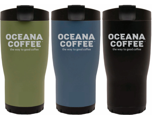 16 Ounce Oceana Coffee Travel Mug in various colors.