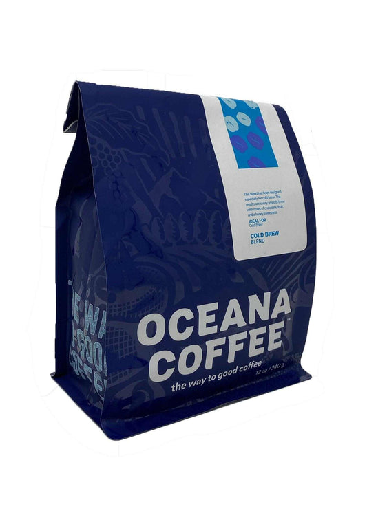 Cold Brew Blend coffee package with South American and African beans.