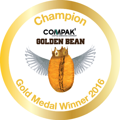 Gold medal winner seal for coffee competition.