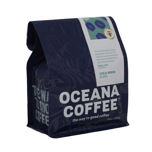 Cold Brew Blend coffee package with South American and African beans.