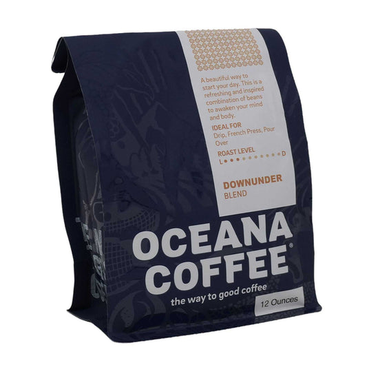 DownUnder Blend coffee package with rich chocolate and caramel notes.