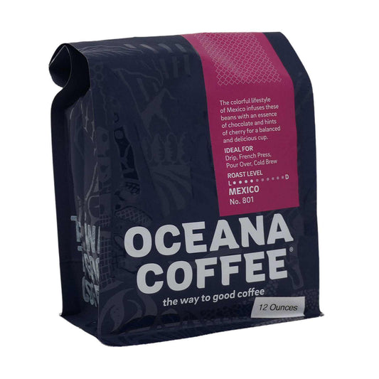 Oceana Coffee Mexico Chiapas Medium Roast bag with nutty aroma and mild acidity.