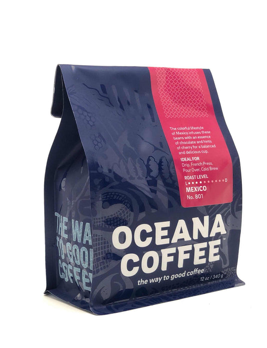 Oceana Coffee Mexico Chiapas Medium Roast bag with nutty aroma and mild acidity.
